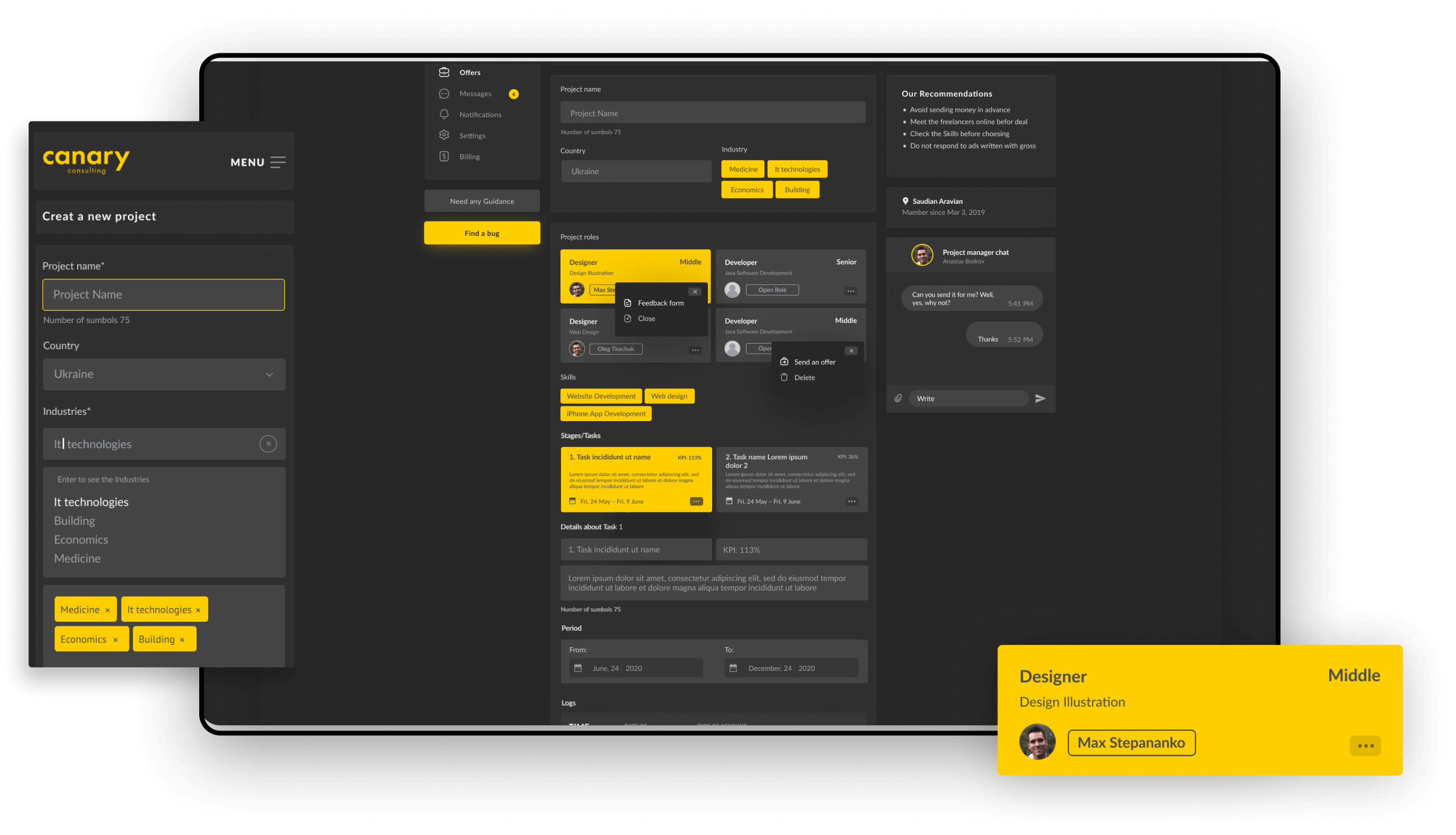 Canary Consulting | Application Screenshots